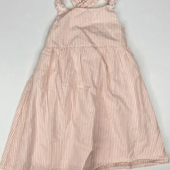 Girls Sundress Stripe Floral Ruffle Strap Pink - Picture 1 of 8